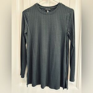 Eileen Fisher Charcoal Ribbed Knit Tunic